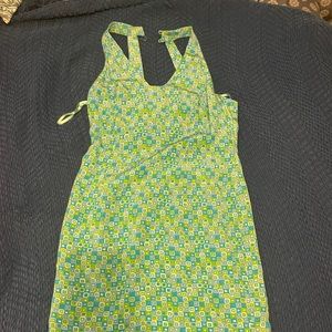 YL GREEN/BLUE VINTAGE DRESS MID CALF LENGTH SZ 8
